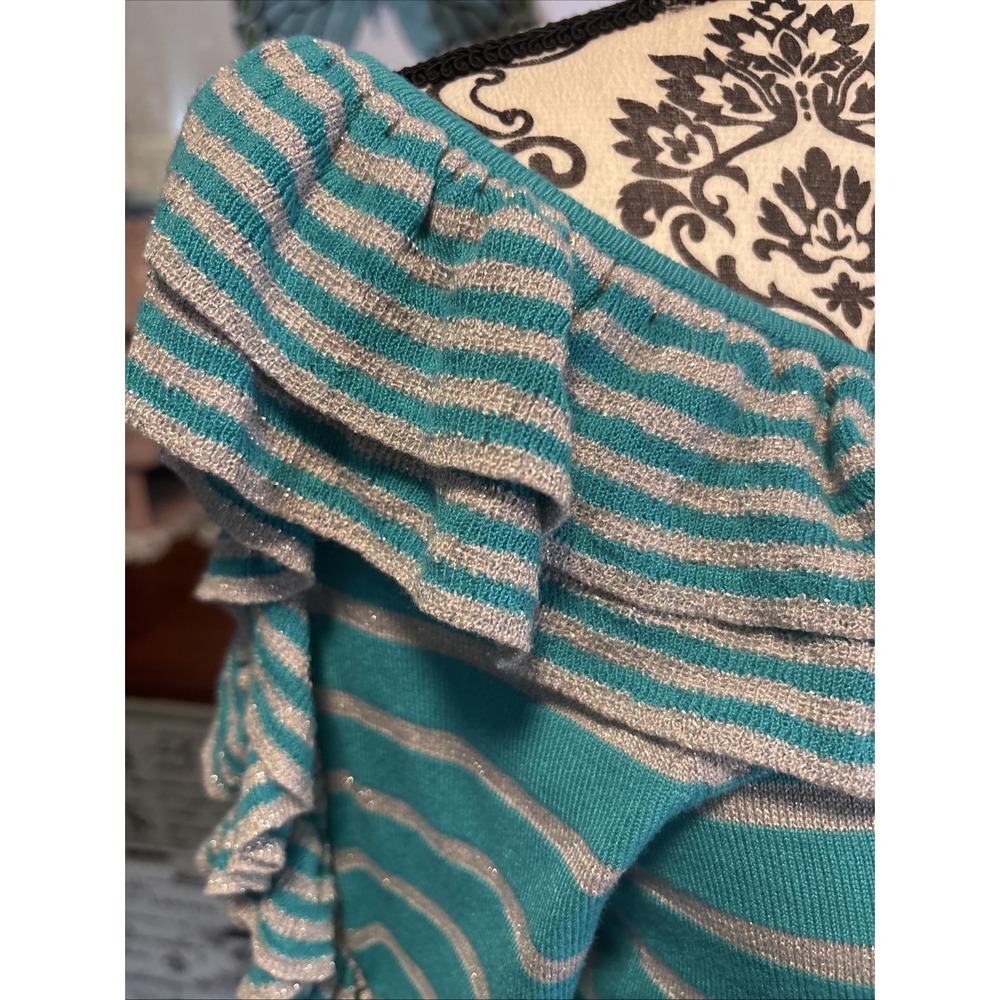 Belldini‎ Los Angeles Boutique NWT Teal And Silver  Sweater Sz Small. Mermaid. - Picture 2 of 12